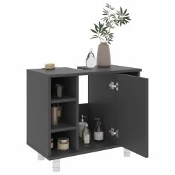 Brand new 🎉 Bathroom Cabinet Grey 60x32x53.5 cm Chipboard 🧨 -Appliances Sales Store Bathroom Cabinet Grey 60x32x53 5 cm Chipboard 428910 3