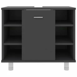 Brand new 🎉 Bathroom Cabinet Grey 60x32x53.5 cm Chipboard 🧨 -Appliances Sales Store Bathroom Cabinet Grey 60x32x53 5 cm Chipboard 428910 5