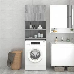 Budget 🔥 Bathroom Cabinet Grey Sonoma 64x25.5x190 cm 🥰 -Appliances Sales Store Bathroom Cabinet Grey Sonoma 64x25 5x190 cm 509466 5