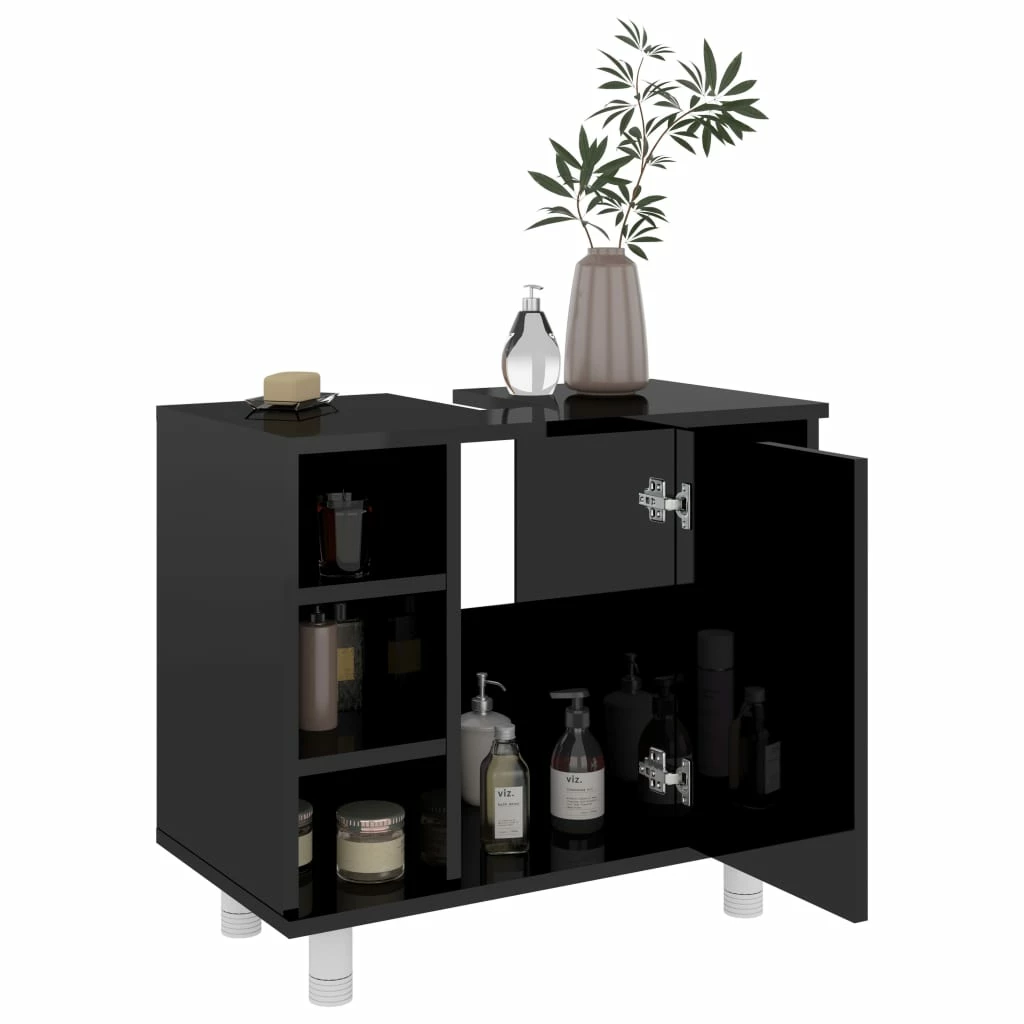 Top 10 ๐ Bathroom Cabinet High Gloss Black 60x32x53.5 cm Chipboard ๐ 6 Top 10 ๐ Bathroom Cabinet High Gloss Black 60x32x53.5 cm Chipboard ๐ - Image 4