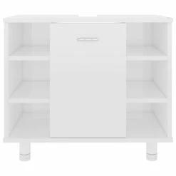 Coupon 🔥 Bathroom Cabinet High Gloss White 60x32x53.5 cm Chipboard 🧨 -Appliances Sales Store Bathroom Cabinet High Gloss White 60x32x53 5 cm Chipboard 429216 5
