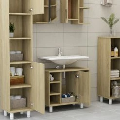 Budget 👏 Bathroom Cabinet Sonoma Oak 60x32x53.5 cm Chipboard 👍 -Appliances Sales Store Bathroom Cabinet Sonoma Oak 60x32x53 5 cm Chipboard 429206 2