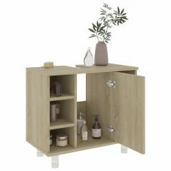 Budget 👏 Bathroom Cabinet Sonoma Oak 60x32x53.5 cm Chipboard 👍 -Appliances Sales Store Bathroom Cabinet Sonoma Oak 60x32x53 5 cm Chipboard 429206 3