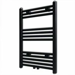 Deals 👍 Black Bathroom Central Heating Towel Rail Radiator Straight 500x764mm 🥰