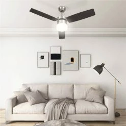 Outlet 😍 Ceiling Fan with Light and Remote Control 108 cm Dark Brown ⭐