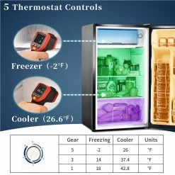 Promo ⭐ Mini Fridge with Refrigerator, Freezer and Reversible Door, 5 Settings Temperature Adjustable, for Kitchen, Bedroom, Dorm, Apartment, Bar, Office, RV - Black 😍 -Appliances Sales Store Compact refrigerator with freezer Energy Star 3 2 Cu ft Mini Fridge with Reversible Door 5 Settings Temperature Adjustable for Kitchen Bedroom Dorm Apartment Bar Office RV 461263 0