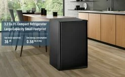 Promo ⭐ Mini Fridge with Refrigerator, Freezer and Reversible Door, 5 Settings Temperature Adjustable, for Kitchen, Bedroom, Dorm, Apartment, Bar, Office, RV - Black 😍 -Appliances Sales Store Compact refrigerator with freezer Energy Star 3 2 Cu ft Mini Fridge with Reversible Door 5 Settings Temperature Adjustable for Kitchen Bedroom Dorm Apartment Bar Office RV 461263 2