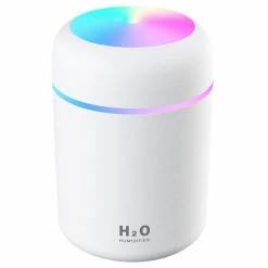 Discount 😀 Creative 300ML Dazzle Cup Air Humidifier USB Color Cycling Table Top Home Car Air Humidifier - White ✔️