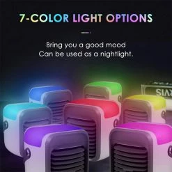 Best deal ⌛ Desktop Portable Air Cooler, Refrigeration Humidification Air Conditioning Fan, 2000mAh USB Charging, Night Light - Pink 💯 -Appliances Sales Store Desktop Portable Air Cooler Pink 510810 3