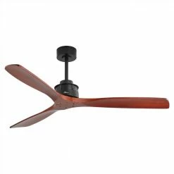 Promo 🔥 60" Metal Ceiling Fan Lamp with 3 Wooden Blades, and Remote Control, for Living Room, Bedroom, Corridor, Dining Room - Black + Red 🔥 -Appliances Sales Store Elegant Ceiling Fan with Remote Control 3 Mahogany Solid Wood Blades 60 Inches Suitable for Indoor and Outdoor 461837 1