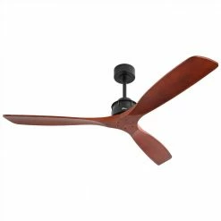 Promo 🔥 60" Metal Ceiling Fan Lamp with 3 Wooden Blades, and Remote Control, for Living Room, Bedroom, Corridor, Dining Room - Black + Red 🔥 -Appliances Sales Store Elegant Ceiling Fan with Remote Control 3 Mahogany Solid Wood Blades 60 Inches Suitable for Indoor and Outdoor 461837 2