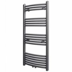 Brand new ❤️ Grey Bathroom Central Heating Towel Rail Radiator Curve 500x1160mm ✔️
