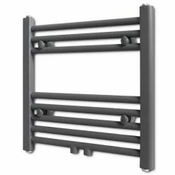 Coupon 🎉 Grey Bathroom Central Heating Towel Rail Radiator Straight 480x480mm 💯