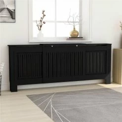Best Sale 😍 MDF Radiator Cover Black 205 cm 🌟