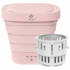 Promo ❤️ Moyu Second Generation Portable Mini Folding Automatic Washing Machine Electric Laundry Cleaning Machine Spin Dry Energy Saving For Home Travel From Xiaomi Eco-system - Pink ⭐