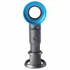 Outlet 🥰 Portable Handheld Leafless Fan Manual Button USB Charging 2000mAh Battery Three Wind Speeds Detachable Base 🌞 Summer Cool Down - Blue 👍