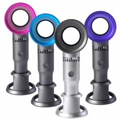 Outlet 🥰 Portable Handheld Leafless Fan Manual Button USB Charging 2000mAh Battery Three Wind Speeds Detachable Base 🌞 Summer Cool Down - Blue 👍 -Appliances Sales Store Portable Handheld Leafless Fan Blue 903706