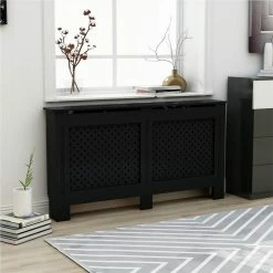 Wholesale 🔔 Radiator Cover Black 152x19x81 cm MDF 🥰