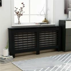 Best Pirce ❤️ Radiator Cover Black 172x19x81 cm MDF 🔥