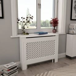 New ๐ Radiator Cover White 112x19x81.5 cm MDF ๐