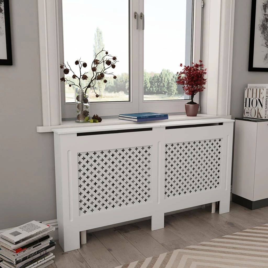 Brand new 😀 Radiator Cover White 152x19x81.5 cm MDF 💯 3 Brand new 😀 Radiator Cover White 152x19x81.5 cm MDF 💯