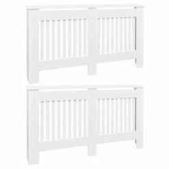 Best deal 😍 Radiator Covers 2 pcs White MDF 152 cm 🎉 -Appliances Sales Store Radiator Covers 2 pcs White MDF 152 cm 428899 1