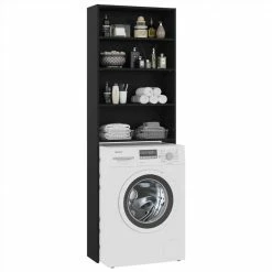 Best Pirce 🎁 Washing Machine Cabinet Black 64x24x190 cm 🌟 -Appliances Sales Store Washing Machine Cabinet Black 64x24x190 cm 486785 2