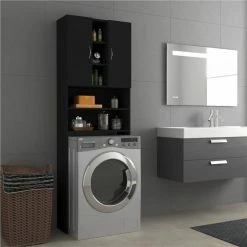 Best reviews of 🎉 Washing Machine Cabinet Black 64x25.5x190 cm 😍