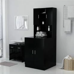 Hot Sale ⌛ Washing Machine Cabinet Black 71x71.5x91.5 cm 👏