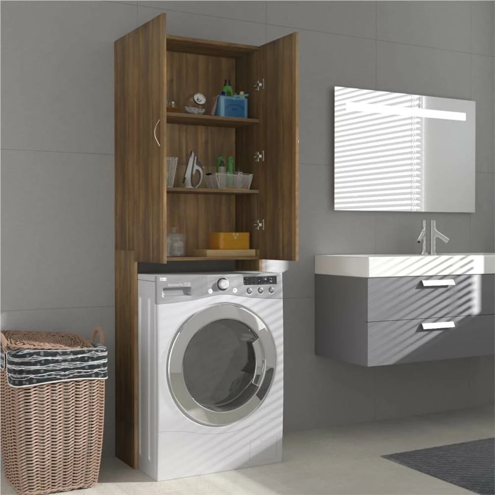 Best Pirce π Washing Machine Cabinet Brown Oak 64x25.5x190 cm βοΈ 5 Best Pirce π Washing Machine Cabinet Brown Oak 64x25.5x190 cm βοΈ - Image 3