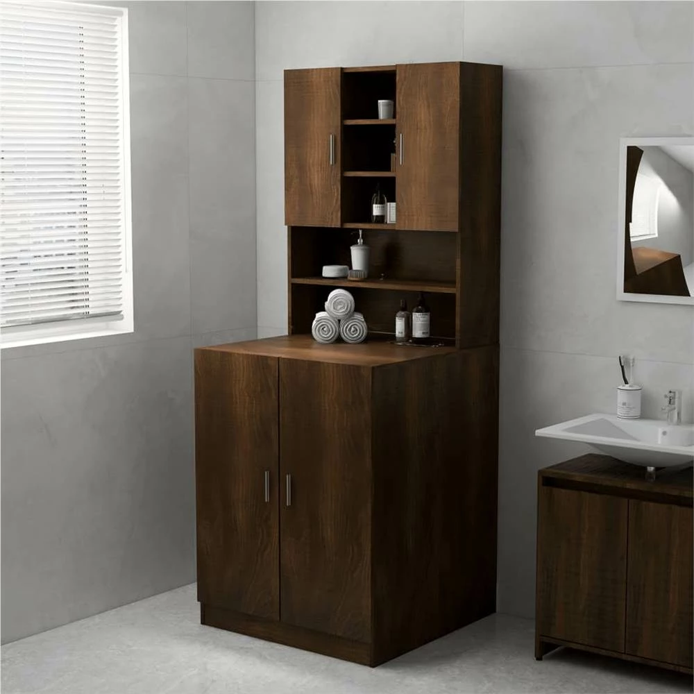 Discount ✨ Washing Machine Cabinet Brown Oak 71x71.5x91.5 cm 😀 3 Discount ✨ Washing Machine Cabinet Brown Oak 71x71.5x91.5 cm 😀