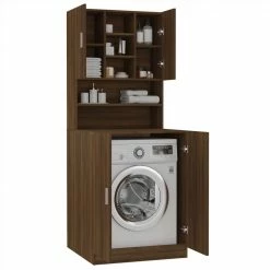 Outlet 💯 Washing Machine Cabinet Brown Oak Engineered Wood 😍 -Appliances Sales Store Washing Machine Cabinet Brown Oak Engineered Wood 515284 3