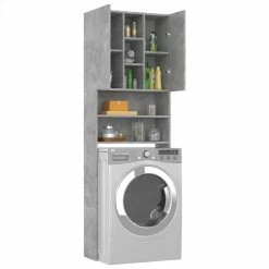 Cheapest 🛒 Washing Machine Cabinet Concrete Grey 64x25.5x190 cm 😀 -Appliances Sales Store Washing Machine Cabinet Concrete Grey 64x25 5x190 cm 483910 2