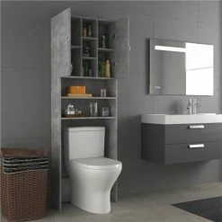 Cheapest 🛒 Washing Machine Cabinet Concrete Grey 64x25.5x190 cm 😀 -Appliances Sales Store Washing Machine Cabinet Concrete Grey 64x25 5x190 cm 483910 4