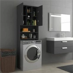 Promo 😀 Washing Machine Cabinet Grey 64x25.5x190 cm 👍 -Appliances Sales Store Washing Machine Cabinet Grey 64x25 5x190 cm 483911 3