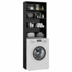 Brand new 😉 Washing Machine Cabinet High Gloss Black 64x24x190 cm 🌟 -Appliances Sales Store Washing Machine Cabinet High Gloss Black 64x24x190 cm 482932 2