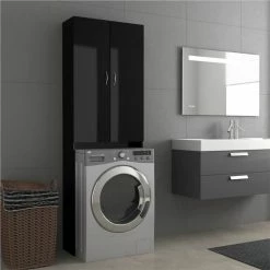 New ✨ Washing Machine Cabinet High Gloss Black 64x25.5x190 cm 👏