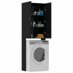 New ✨ Washing Machine Cabinet High Gloss Black 64x25.5x190 cm 👏 -Appliances Sales Store Washing Machine Cabinet High Gloss Black 64x25 5x190 cm 484040 2