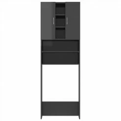 Best deal ❤️ Washing Machine Cabinet High Gloss Grey 64x25.5x190 cm 🎁 -Appliances Sales Store Washing Machine Cabinet High Gloss Grey 64x25 5x190 cm 485346 5
