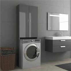Buy โ Washing Machine Cabinet High Gloss Grey 64x25.5x190 cm ๐