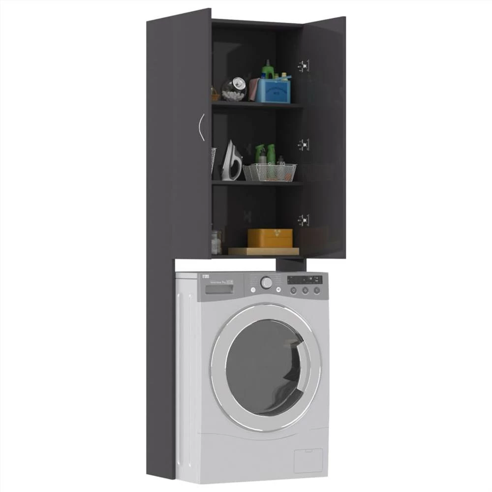 Buy ⌛ Washing Machine Cabinet High Gloss Grey 64x25.5x190 cm 😉 5 Buy ⌛ Washing Machine Cabinet High Gloss Grey 64x25.5x190 cm 😉 - Image 3