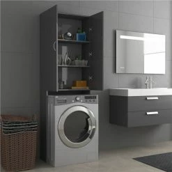 Buy ⌛ Washing Machine Cabinet High Gloss Grey 64x25.5x190 cm 😉 11 Buy ⌛ Washing Machine Cabinet High Gloss Grey 64x25.5x190 cm 😉 -Appliances Sales Store Washing Machine Cabinet High Gloss Grey 64x25 5x190 cm 485373 3