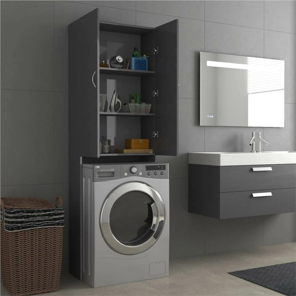 Buy ⌛ Washing Machine Cabinet High Gloss Grey 64x25.5x190 cm 😉 6 Buy ⌛ Washing Machine Cabinet High Gloss Grey 64x25.5x190 cm 😉 - Image 4