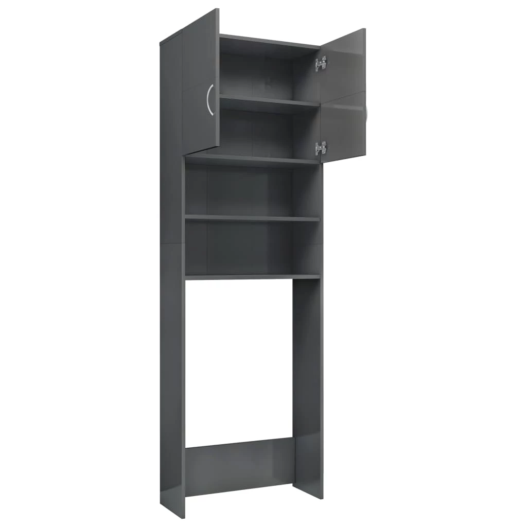 New ✨ Washing Machine Cabinet High Gloss Grey 64x25.5x190 cm Chipboard 🎁 8 New ✨ Washing Machine Cabinet High Gloss Grey 64x25.5x190 cm Chipboard 🎁 - Image 6