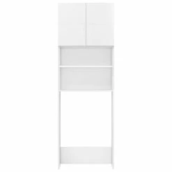 Cheap 😀 Washing Machine Cabinet High Gloss White 64x25.5x190 cm Chipboard 👍 -Appliances Sales Store Washing Machine Cabinet High Gloss White 64x25 5x190 cm Chipboard 428909 5