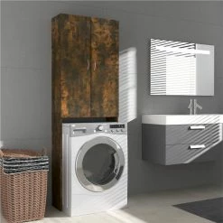 Discount ⭐ Washing Machine Cabinet Smoked Oak 64x25.5x190 cm 🥰