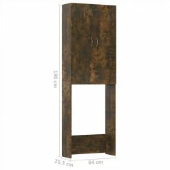 Discount ⭐ Washing Machine Cabinet Smoked Oak 64x25.5x190 cm 🥰 -Appliances Sales Store Washing Machine Cabinet Smoked Oak 64x25 5x190 cm 502803 5