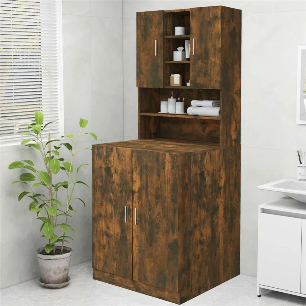 Best Sale 😀 Washing Machine Cabinet Smoked Oak 70.5x25.5x90 cm 🔔 3 Best Sale 😀 Washing Machine Cabinet Smoked Oak 70.5x25.5x90 cm 🔔
