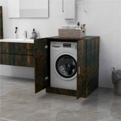 Discount 🎉 Washing Machine Cabinet Smoked Oak 71x71.5x91.5 cm ✔️ -Appliances Sales Store Washing Machine Cabinet Smoked Oak 71x71 5x91 5 cm 502801 2