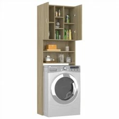Brand new 🎁 Washing Machine Cabinet Sonoma Oak 64x25.5x190 cm ✔️ -Appliances Sales Store Washing Machine Cabinet Sonoma Oak 64x25 5x190 cm 485382 2